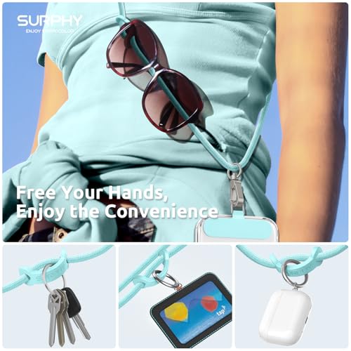 Image of SURPHY Phone Lanyard Crossbody, Phone Strap Crossbody with 2 Tether Tabs | Adjustable Cell Phone Lanyard, Anti Theft Phone Strap, Premium Metal Buckles, Universal Lanyard for Travel, Limpet Shell