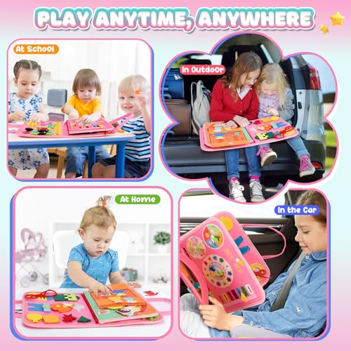 Image of URMYWO Toddler Busy Board - Busy Book Montessori Toys Ages 3 and up - Preschool Learning Activities with Alphabet Number Animal, Educational Travel Toys Birthday Gifts for Kids