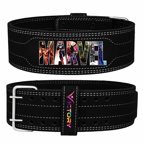 VICTORY Weight Lifting Belt, Genuine Leather Weight Lifting Belt 4" inch Durable Comfortable Lower Back Support for Men Women | Body Fitness Gym Back Support Weightlifting Belt (MARVEL, Large)