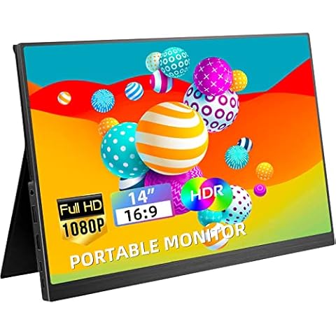 Portable Monitor, Kenowa 14 Inch Full HD 1080P Laptop Monitor with USB-C/Type-C/HDMI Port Computer Display HDR External Screen for Laptop/Computer/Mac/PC/Phone/Xbox/PS4, Built-in Speakers Cover