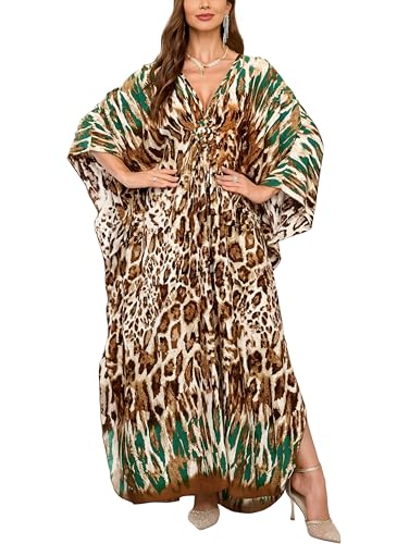Image of KEYLORTING Plus Size Kaftan Dress Women, African Moo Moo Print Caftan, Batwing Dress, Beach Cover Up for Party and Loungewear