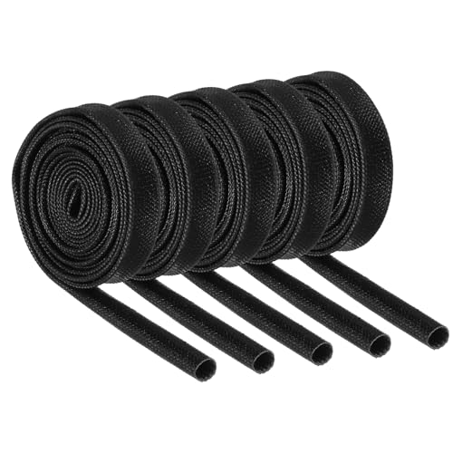 QUARKZMAN Trenza de Aislamiento de Alambre Fundas Ignífugas Trenzado de Fibra de Vidrio Recubierto de Silicona de Alta Temperatura para Líneas de Manguera Automotriz Negro 3mm