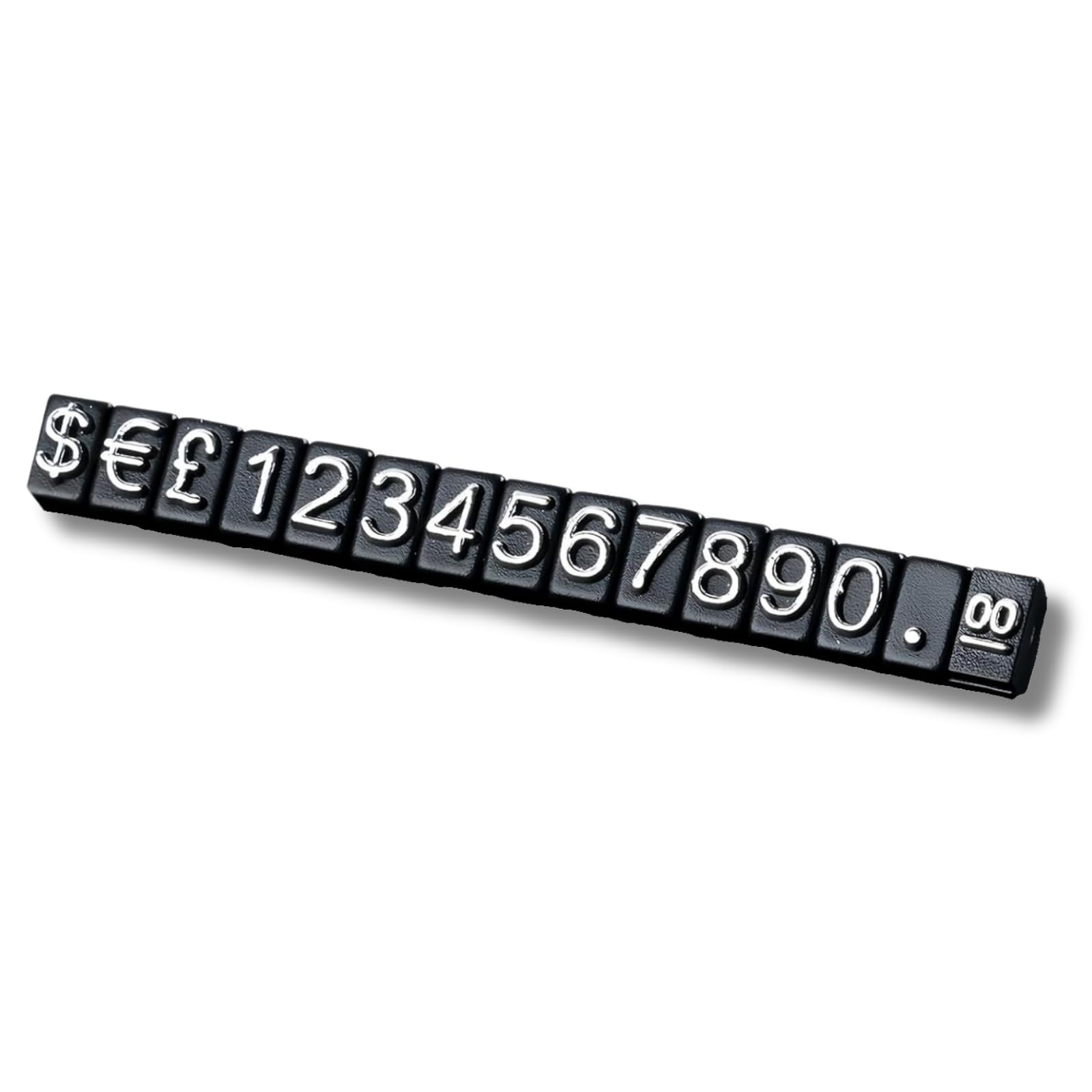 Boxonly 10PCS Digital Price Tag £ € $ Metal Price Label Tag Pricemarker Labels Arabic Number Price Display Board 3x5mm Black Base Sliver Word