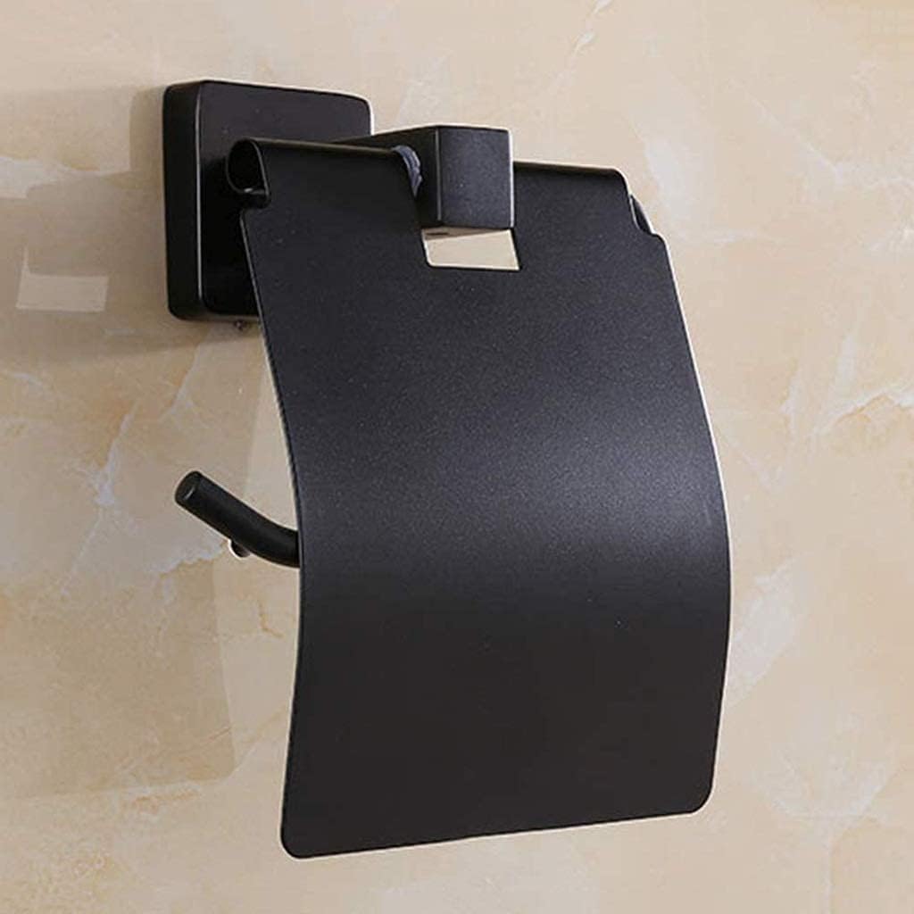 Black Wall - Mount Toilet Paper Holder with Storage, Multi - Functional Bathroom Accessory for RV, Camper & Home