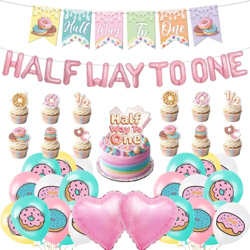 Half Birthday Decorations, Donut Half Way to One 6 Months Bday Decor