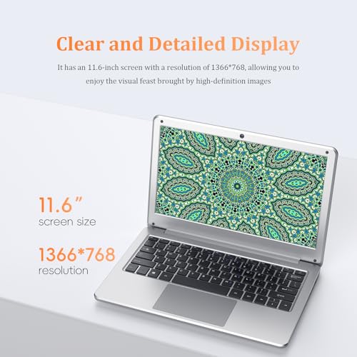 Image of JUSTTHINK 11.6'' Pink Laptop with Wireless Mouse, Inter Processor up to 2.6GHz, 8GB RAM, 256GB SSD, Windows 11, Long Battery Life, Ultral Light Laptop for Students and Business