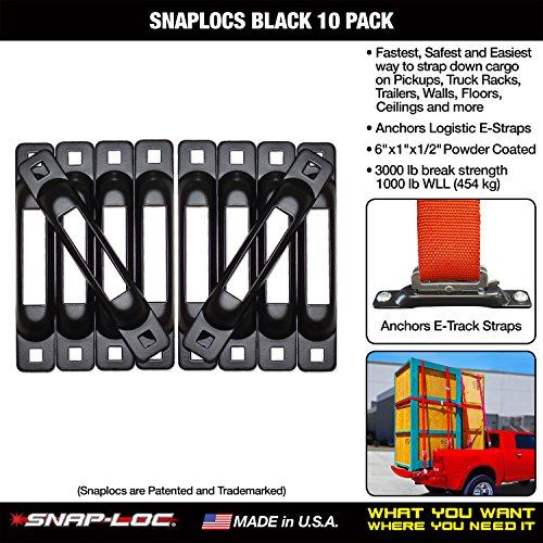 Black Snaploc 10 Pack E-Track Singles Strap Anchors #TOP1