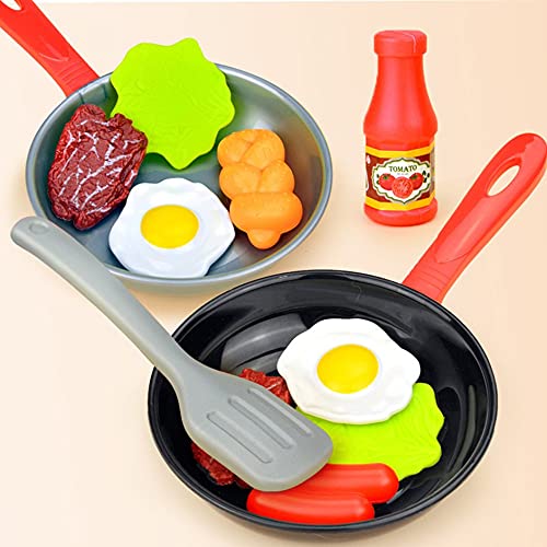 Ashley GAO Kunststoff Kinder Vorgeben Spielküche Spielzeug Set Miniatur Küche Simulation Essen Kochgeschirr Topf Pfanne… – Bild 5