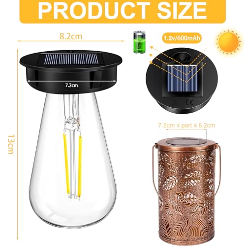 2 Stück Solar Glühbirne Ersatz Solarmodul für Gartenleuchten,Solarleuchten Ersatz Solarpanel für Gartenleuchten,8cm Solarlampen Ersatzteile Top mit Heller LED-Glühbirn Solar Ersatzdeckel – Bild 3