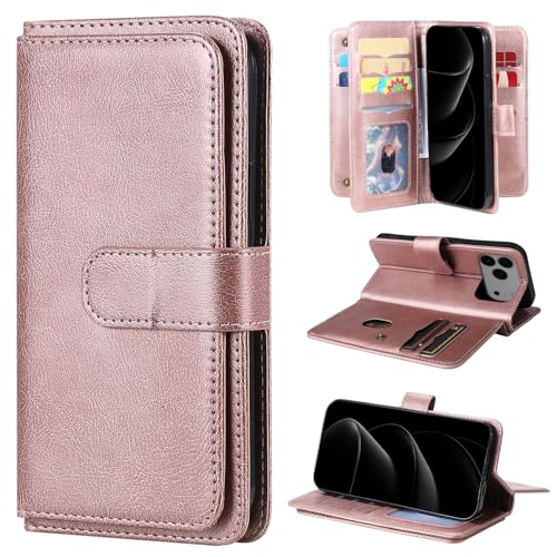 Étui OPPO Reno15 Pro Max Portefeuille Cuir Flip Cover Multi Card Slots Rose