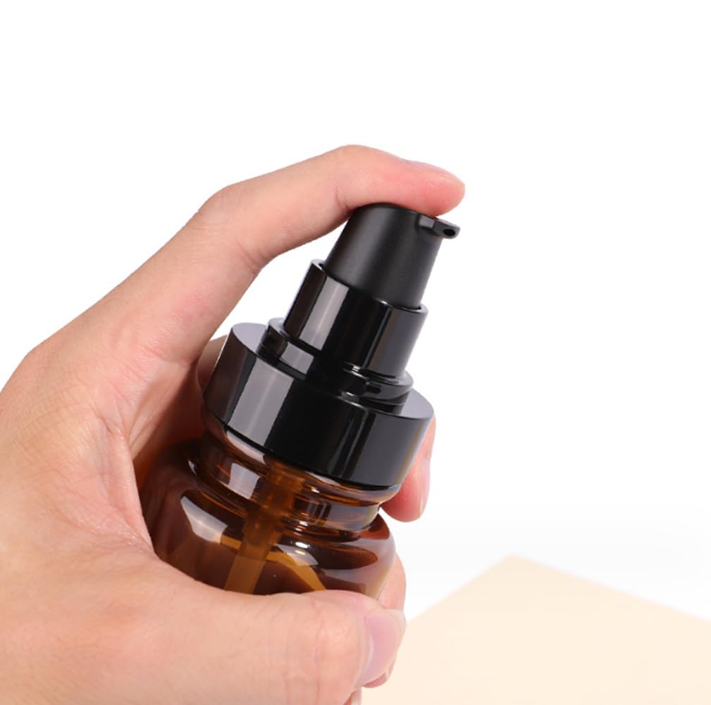 VASANA 3Pcs 60ml/2oz Amber Plastic Lotion Pump Bottles with Black Press Top Empty Refillable Makeup Cosmetic Dispenser Sample Vials Container for Essential Oil Emulsion - Image 4