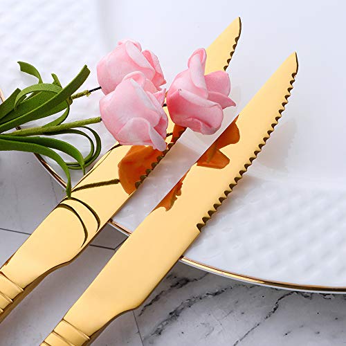 Couteaux à steak argenterie acier inoxydable dorée pour vaisselle de table - 6