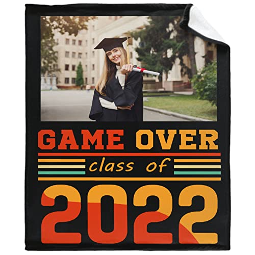 Lokapala Personalized Class of 2022 Photo Blanket Throw Custom Photo Name Senior Graduation Gift for Students Son Daughter High School College Grads from Mom Dad Best Friend 90x120in for Whole Family