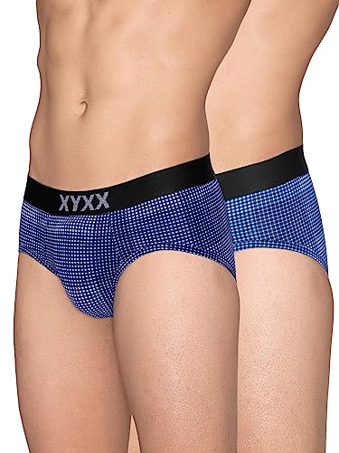 Image of XYXX Men's Blox Tencel Micromodal Regular Fit Printed Antimicrobial Briefs with No Marks Waistband (Pack of 2)