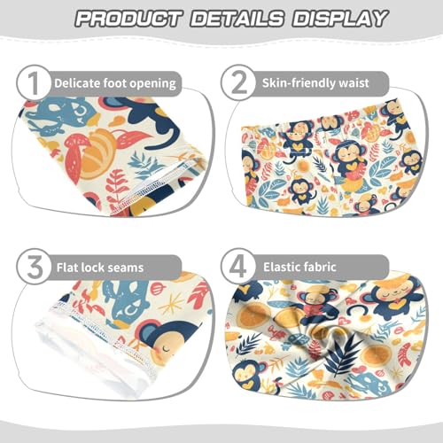 KLL Monkeys Bananas and Palm Leaves Toddler Girl Cotton Leggings Casual High Waisted Leg Yoga Pants Exercise3