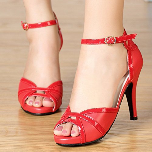 Image of getmorebeauty Peep Toe Heels for Women Sexy Strappy High Heels Ankle Strap Heeled Sandals