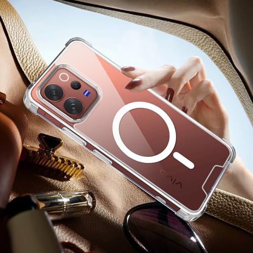 Image of A rtistque Clear Back Cover Case for Vivo V70 5G / V70 Elite 5G | Compatible with Mag-Safe | Premium Cover | Shockproof TPU Bumper | Slim Protective Design | Vivo V70 Back Cover - Transparent