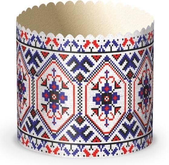 Molde para hornear para panettoni, Kulich, Paskha 12 piezas (vyshivanka №6) (Diámetro 9 cm)