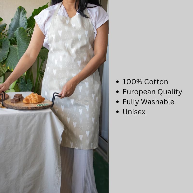 Image of Oak & Lily 100% Cotton Kitchen Apron | Fully washable with large front pocket | European quality | Made for Indian sizes
