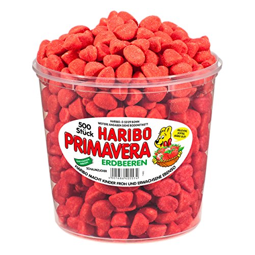 Haribo Primavera Erdbeeren, große Dose - Fruchtgummi - Schaumgummi - Dose mit 500 Stück Cover