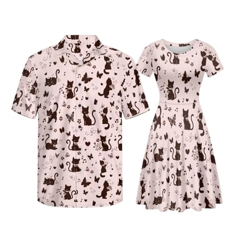 Image of AFPANQZ Couple Matching Outfit Casual Men's Button Down Shirt or Short Sleeve Summer Sundresses Dresses for Women 2026