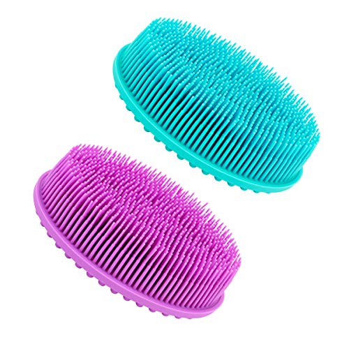 Fireboomoon 2 Pack Silicone Body Brush,Soft Rubber Silicone Bath Back Body Wash Loofah Sponge Exfoliator Scrubber for Gym Massaging,Spa,Shower,Skin Exfoliation,Travel,Kids
