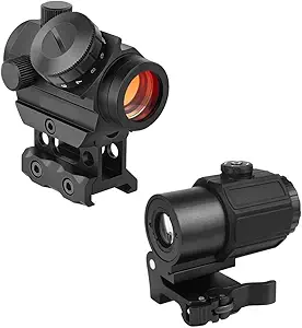 GOTICAL Finger Sight Set, Fixed Backup Front and Rear Sight BUIS Set, Fit Picatinny Rail and Weaver (Combo of - Dot Sight + 3X Magnifier)