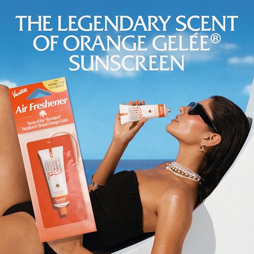 Image of Vacation Car Air Freshener, Pack of 3 - Hanging Air Freshener for Car, Home and Office, Orange Gelee French Riviera Signature Scent, Long-Lasting Deodorizer