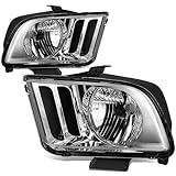 For Ford Mustang Pony 5th Gen Pair OE Replacement Chrome Housing Headlight Lamps Kit