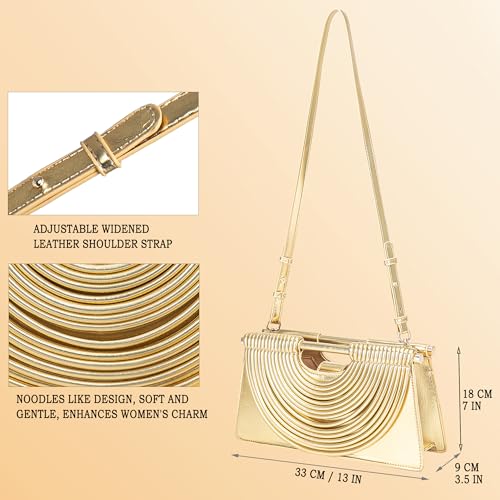 Image of Trendy Woven Evening Clutch Purse Half Round Designer Shoulder /Crossbody Bag Top-Handle Satchel Handbags