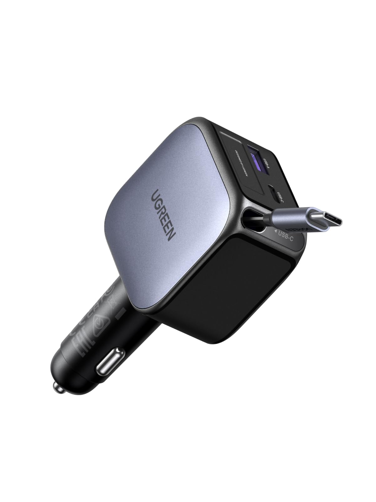 UGREEN Nexode 60W Chargeur Allume Cigare USB C Rétractable PPS PD QC 3.0 Chargeur Voiture Charge Rapide Compact Compatible avec iPhone 17 Pro Max Air 16 15 14 13 12 Galaxy S26 Ultra S25 iPad Pro Air