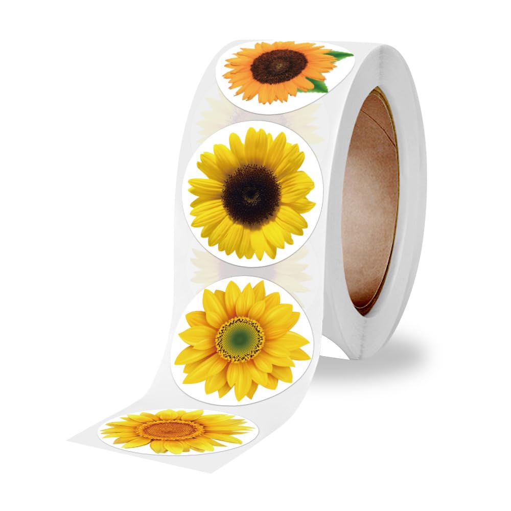 Sunflower Sticker Collection - 500 Flower Stickers Assorted Floral Decals for Laptops, Water Bottles, Scrapbooking, and Crafts - Waterproof and