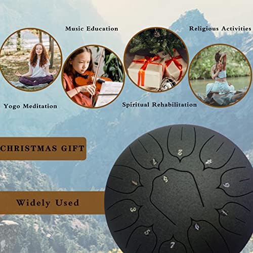 FUZHIJIA Steel Tongue Drum Tambour a Langue 11 Notes 10 Inches D Key Hang Drum with Drum Mallets Stickers Music Booklet Carry Bag Steel Drum Instruments for Adults and Kids Meditation Relaxation Gift. 4 51HfAfkCfaL. AC