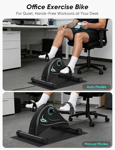 Image of Under Desk Bike Pedal Exerciser for Seniors, LUBBYGIM Mini Exercise Bike for Physical Therapy, Electric Motorized Foot Pedal Machine for Arm and Leg Fitness, 6 Speed Levels