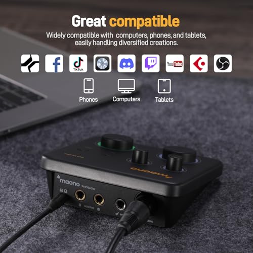 Interface audio USB MAONO pour podcast et studio de musique à la maison