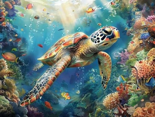 Broderie diamant tortue 5D grand format 60x90cm pour artisanat adultes