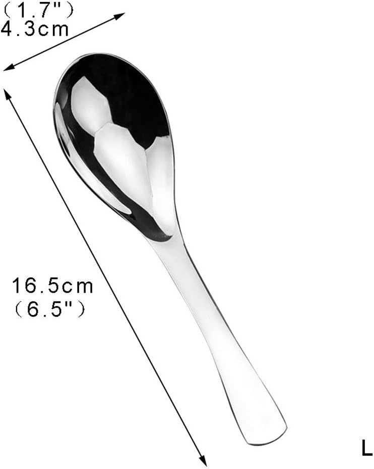 Scoop Food Grade Stainless Steel Soup Spoon Household Long Handle Spoon Heavy Mirror Polishing Service Spoon Suitable for Soup Dessert Noodles (Set of 8) Soup Spoon (Size : L)