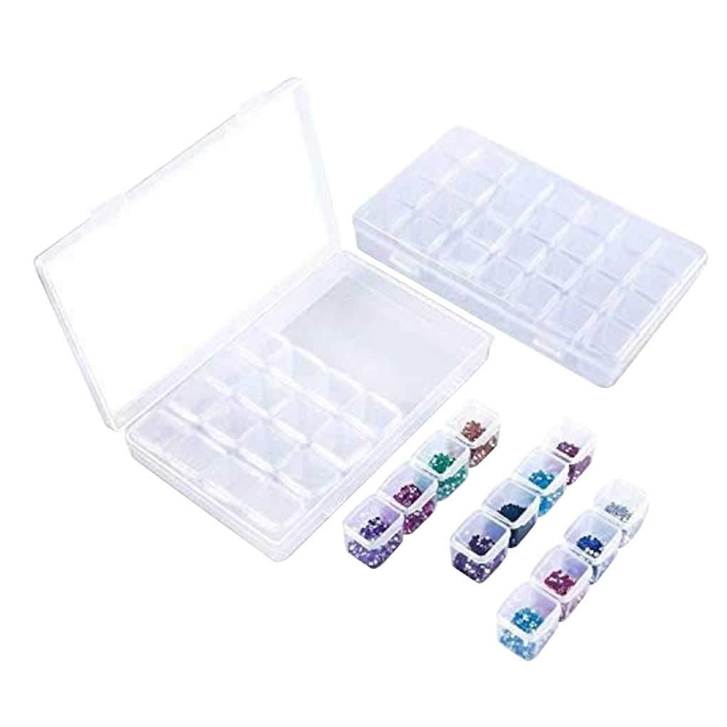 2X 28 Grids Crystal Storage Box Nail Glitter Powder Sequins Jewelry Findings Organizer Case Container