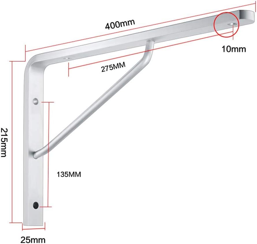 Aluminum Alloy Shelf Bracket Triangle Corner Brace Shelf Support Wall Hanging with Screws, Load-Bearing Wall Shelf Bookcase Partition Bracket (Multiple Sizes Round Edge)