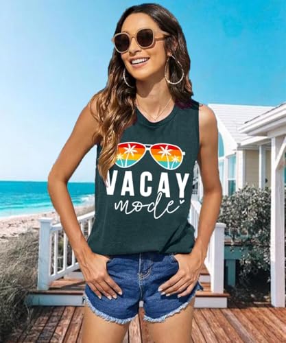 Image of Vacay Mode T Shirts for Women Summer Beach Hawaii Vacation Short Sleeve Tops Holiday Cruise Getaway T Shirts