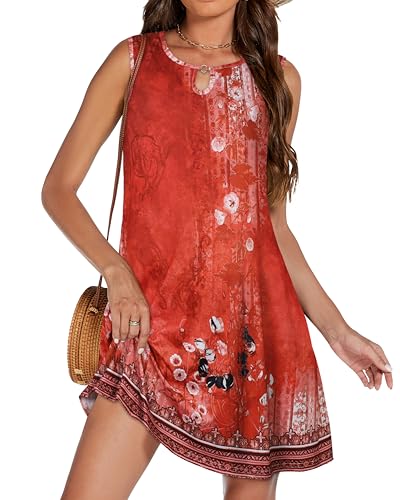 Image of Summer Dresses for Women 2026 Casual Sleeveless Sundress Floral Loose Fit Beach Cover Up with Pocket