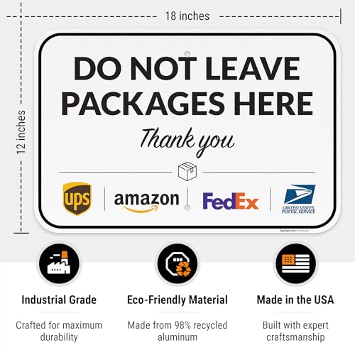 Image of Package Delivery Sign, Delivery Instructions Do Not Leave Package Here Sign, 12x18 Inches, 3M EGP Reflective .063 Aluminum, Fade Resistant, Made in USA by Sigo Signs
