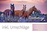 Set: 12 Einladungskarten zum Geburtstag „Pferde“ (inkl. 12 Briefumschläge) | Einladungen Kinder Kindergeburtstag Party Pferde