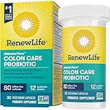 Renew Life Probiotic Colon Care Probiotic Capsules, Daily Supplement Offers Colon Support, L. Rhamnosus GG, Dairy, Soy and gluten-free, 80 Billion CFU, 30 Count