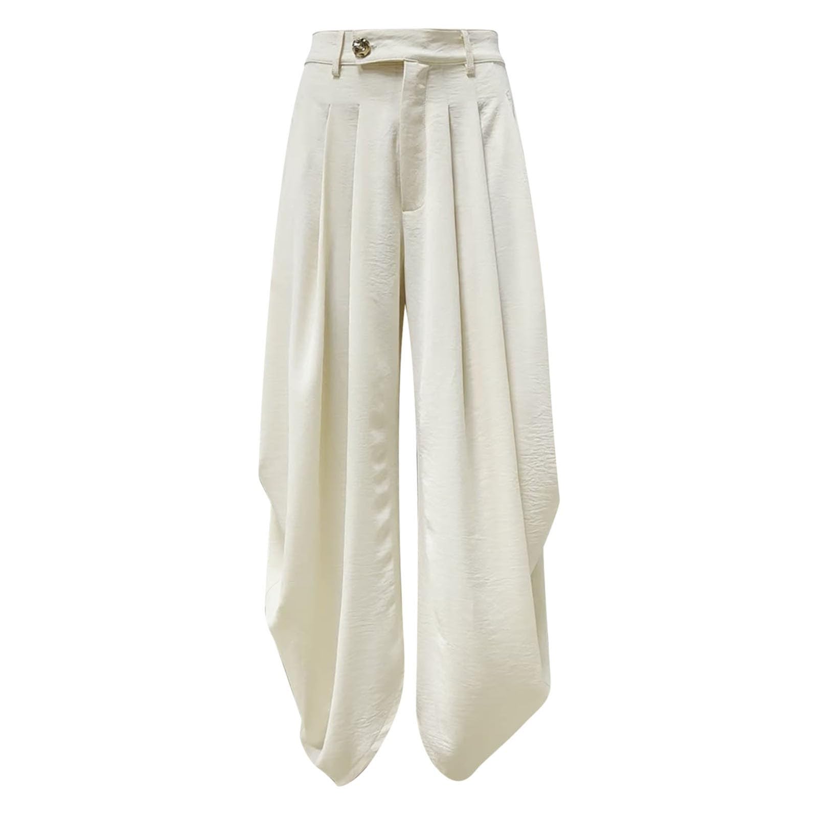 Pantalon, Fluide À Jambes Larges Et Coupe Décontractée, Taille Blousante, Longueur Cheville, Confortable Pour Femme