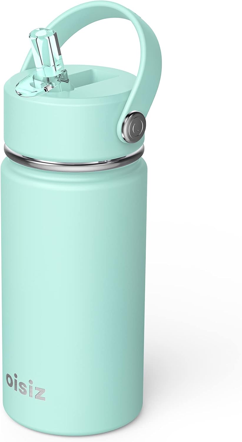 Oisiz Kids Water Bottle with Straw Lid 14oz, Vacuum