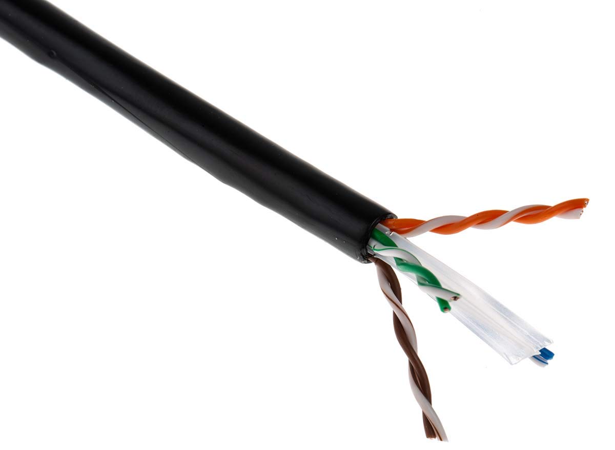RS PRO Kabel Ethernet Cat.6, 100 m, czarny kabel instalacyjny U/UTP, średnica zewnętrzna 6,3 mm, PE, rolka 100 metrów