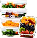 Home Planet Recipientes de Cristal para Alimentos | 840ml X 5 | 97% Embalaje de plástico eliminado | Cristal Hermetico | Fiambreras de Cristal con Tapa | Envases de Cristal para Alimentos