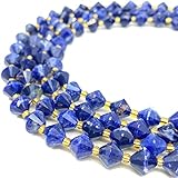 ABCGEMS - Cuentas africanas de sodalita azul marino (una revolucionaria técnica de corte bi-cono, más ángulos para reflejar la luz), piedras preciosas naturales, microfacetadas, corte de diamante,