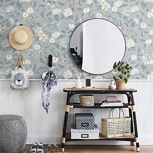 CiCiwind Selbstklebende Tapete Blumen 39×300CM Vintage Möbelfolie Grün Blatt Blume Tapeten Wasserdicht Klebefolie Schlafzimmer Wohnzimmer Wand Möbel Vinyl Wandverkleidung